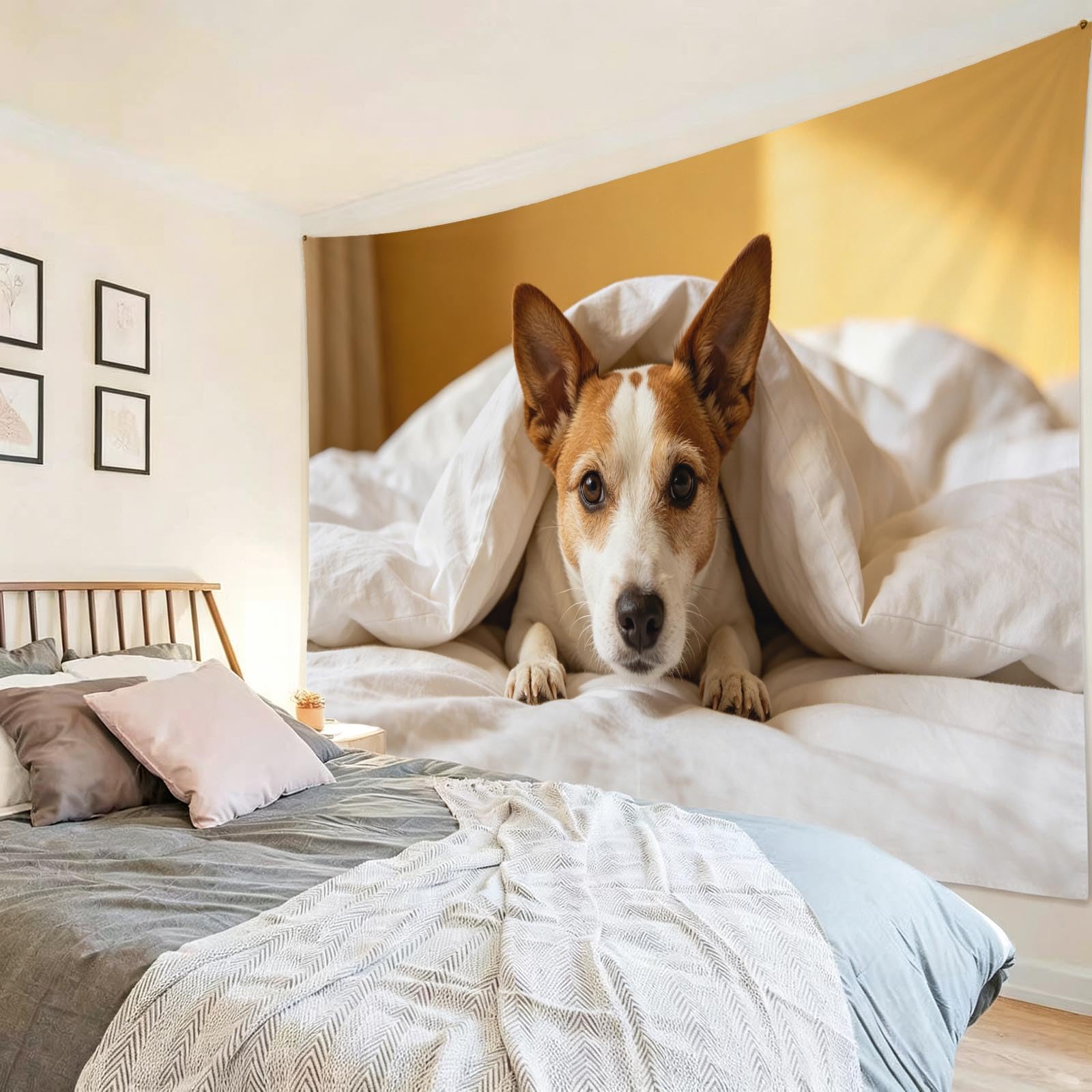 Arazzo da Parete Cane Sotto Coperta in Tessuto, 240x260 cm