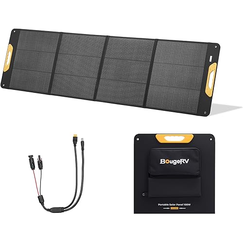 BougeRV 200W Portable Solar Panel, Fiberglass Solar Charger, Up to 25% Conversion Hight Efficiency, N-Type Foldable Solar Panel, IP65 Water Resistant for Camping, RV, Van, Boat, Hiking & Off-Grid Use