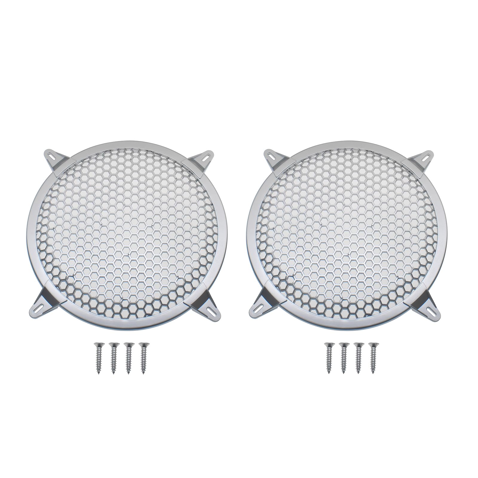 FDXGYH 2 Pcs 10.0 Inch Speaker Grill Subwoofer Grill Waffle Grill Guard Protector Cover with Mounting Screws for Home Audio (Silver)