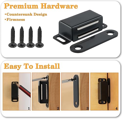 Miniatura 6 de Alise Cat007B-4P - Cerradura magnética para gabinete, cierre magnético fuerte para gabinete, puertas de armario, cerraduras de cierre, cierres de