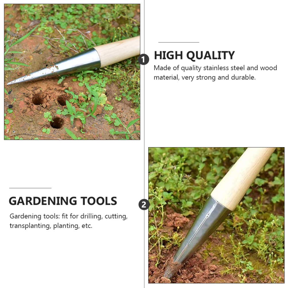 Happyyami Stainless Steel Bulb Planter Tool Long Handle Dibber for Hand Held for Digging Holes