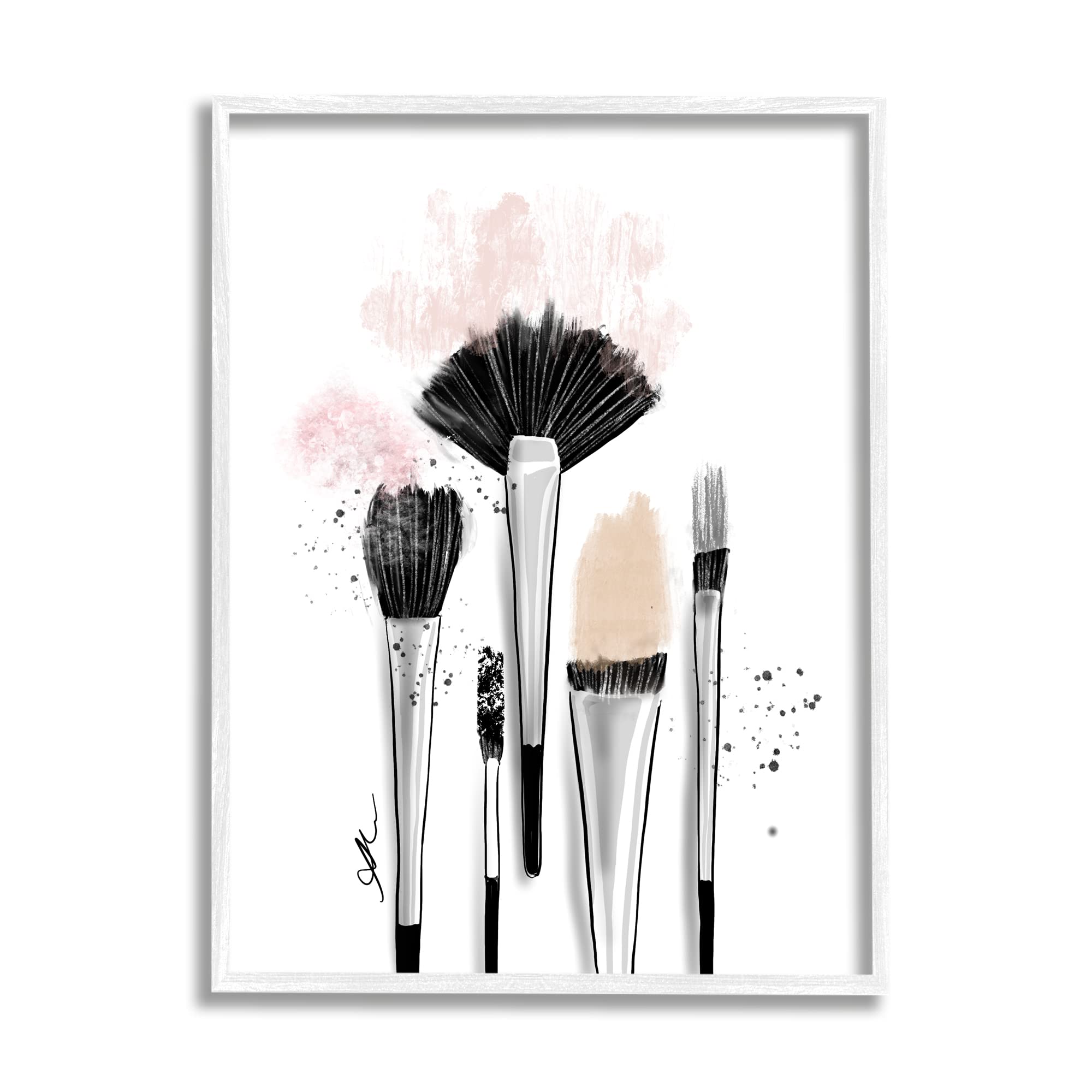 Stupell Industries Makeup Brushes Glam Tools Framed Wall Art, Design by Alison Petrie