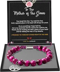 Stocking Stuffers for Teens, Christmas Gifts for Mom from Daughter Beaded Bracelets for Women Teen Girl Gifts Adjustable Charm Link Bead Birthday Graduation Gift for Her Girlfriend Sister