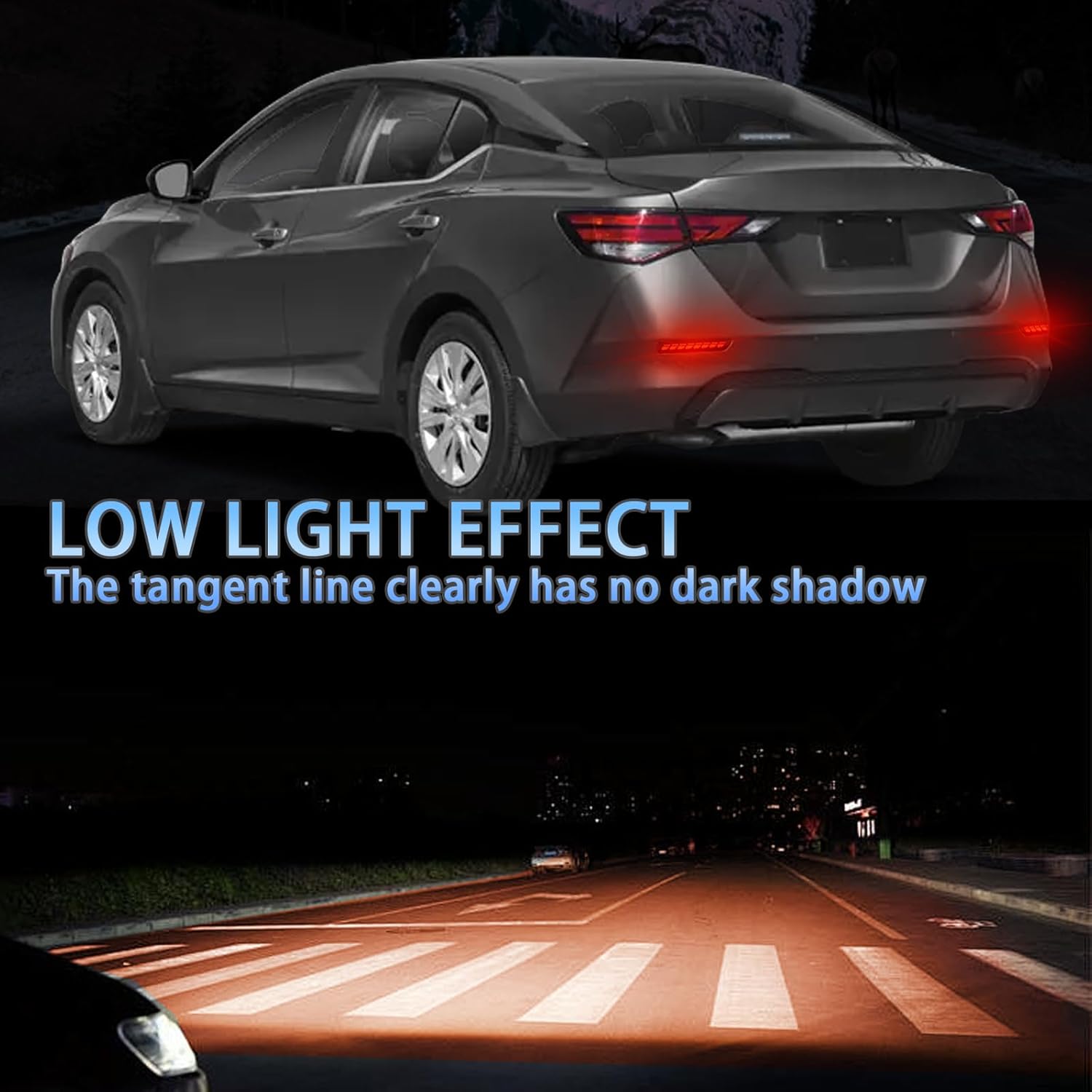 LED Rear Bumper Reflectors Light Fog Brake Tail Lamps Compatible with for 2015-2022 Nissan Murano for Nissan Sentra, for Nissan Leaf Replace OEM Stock Reflector Trim (RED)