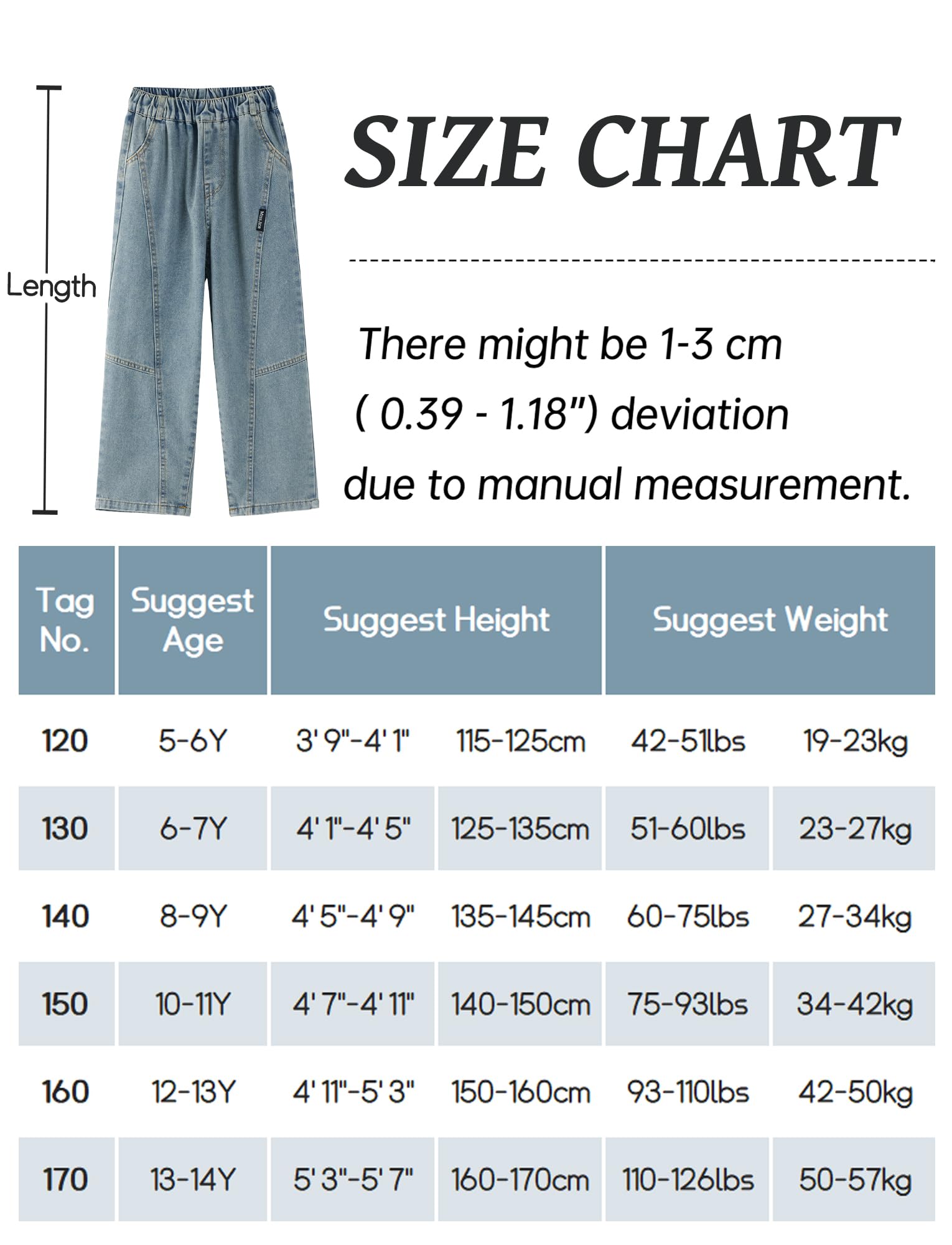 Jeans Baggy Garçons Enfants Pantalon en Denim à Coupe Droite Pantalon en Jean Taille Élastique Jeans Coupe Droit 5-14 Ans