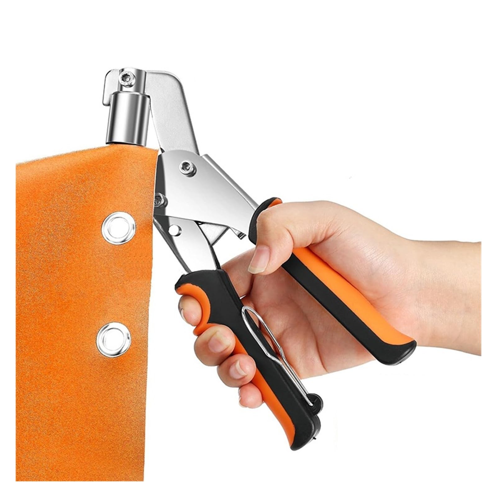 Pinze portatili per occhielli, in acciaio inox, senza sforzo, installazione manuale per occhielli, rivetti, bottoni su pelle, tela, teloni e tessuti (50 set e strumenti, 6 mm)