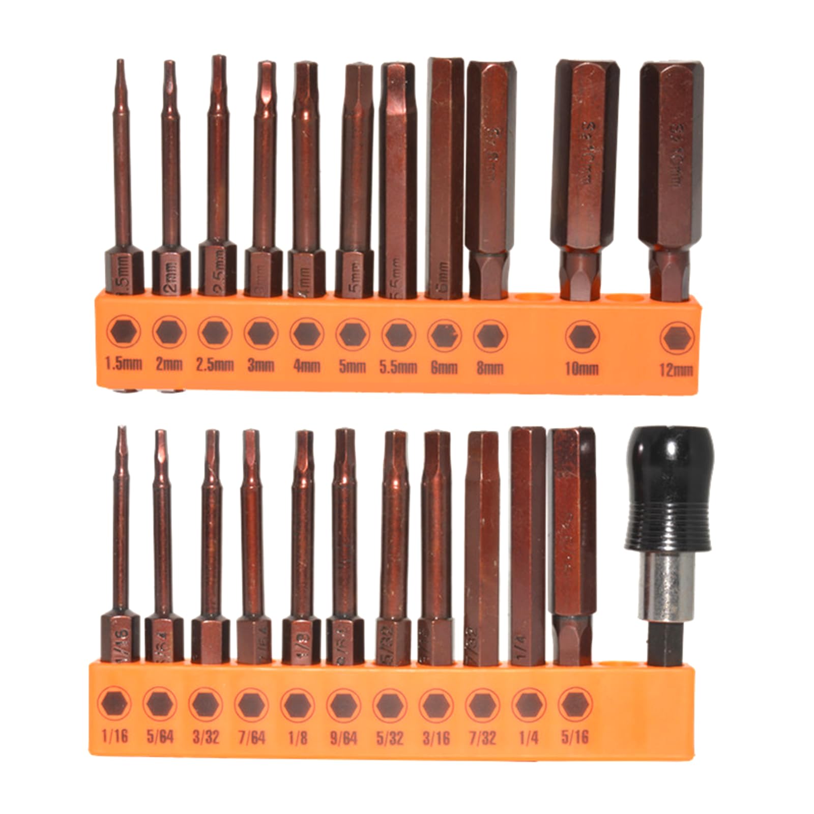 Juego de 23 Brocas para Llave Inglesa de 60 mm, Cabezal de Destornillador de Acero con Punta Interior métrica Inglesa