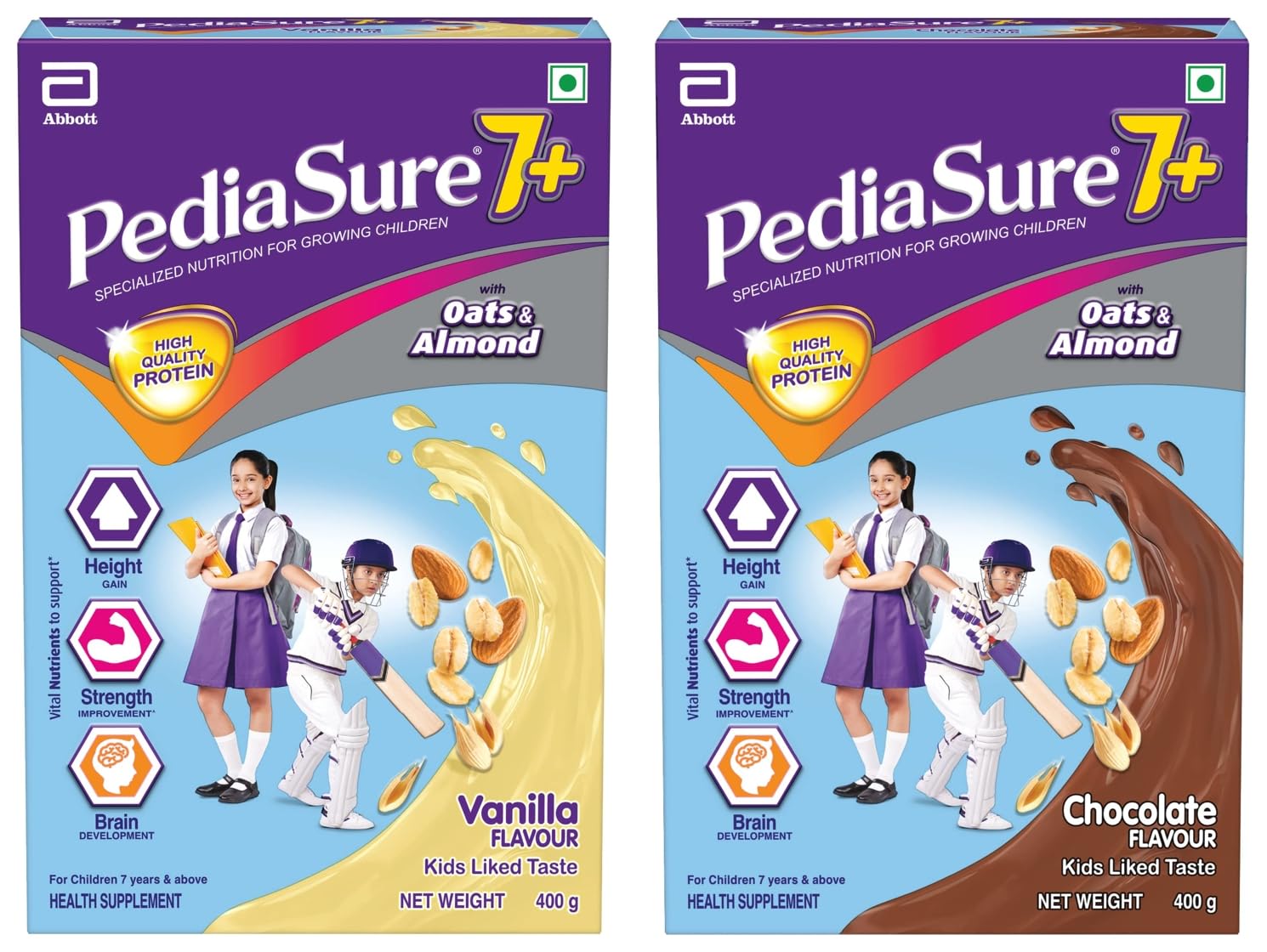 7+ Specialized Chocolate Nutrition Drink 400g & Pediasure 7+ Specialized Nutrition Drink Vanilla Flavour 400 gm Powder