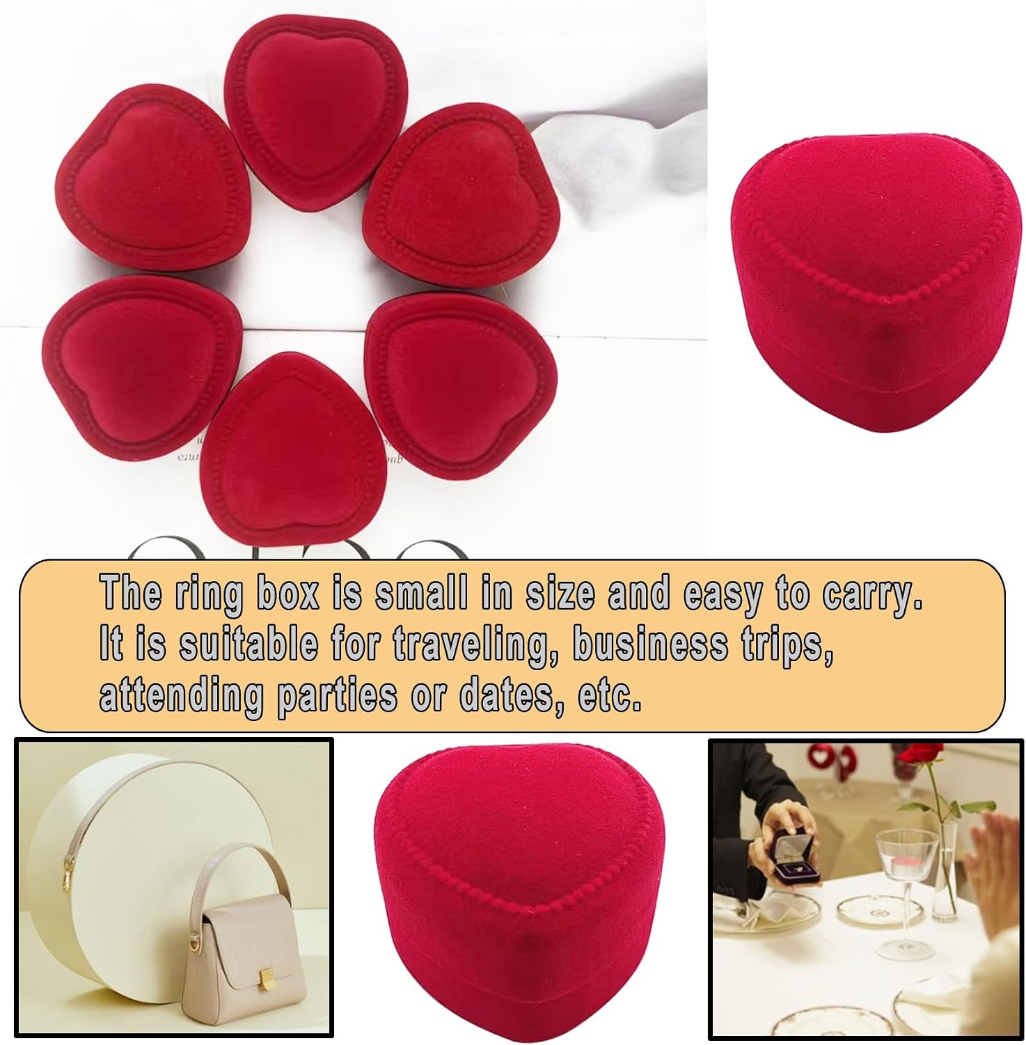 Markeny 12 Pack Velvet Ring Boxes for Ring and Earring Jewelry Display Anniversaries, Weddings, Birthdays, Red image 3