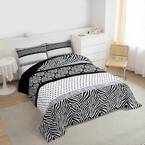 Miniatura 236 de Castle Fairy Juego de ropa de cama con estampado de cebra, tamaño matrimonial, juego de edredón de animales de África y vida silvestre, juego