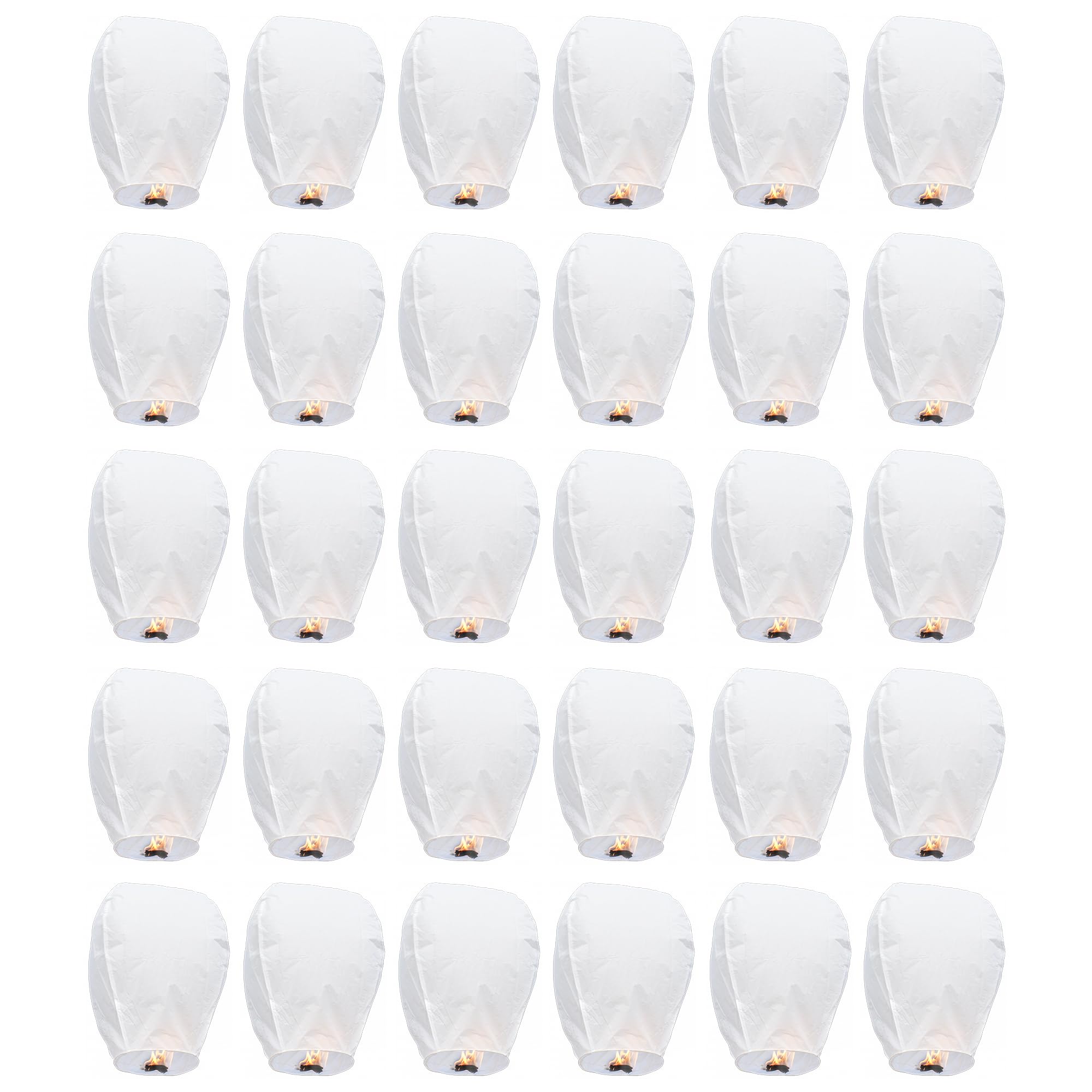 Lot de 30 lanternes célestes chinoises, Lanternes à relâcher en mémoire, Lanternes célestes flottantes blanches pour voler à l'extérieur, Décoration de fête