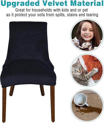 Miniatura 3 de TOPCHANCES Paquete de 2 fundas de terciopelo para silla lateral con respaldo de ala, fundas elásticas para silla de banquete, protector para silla