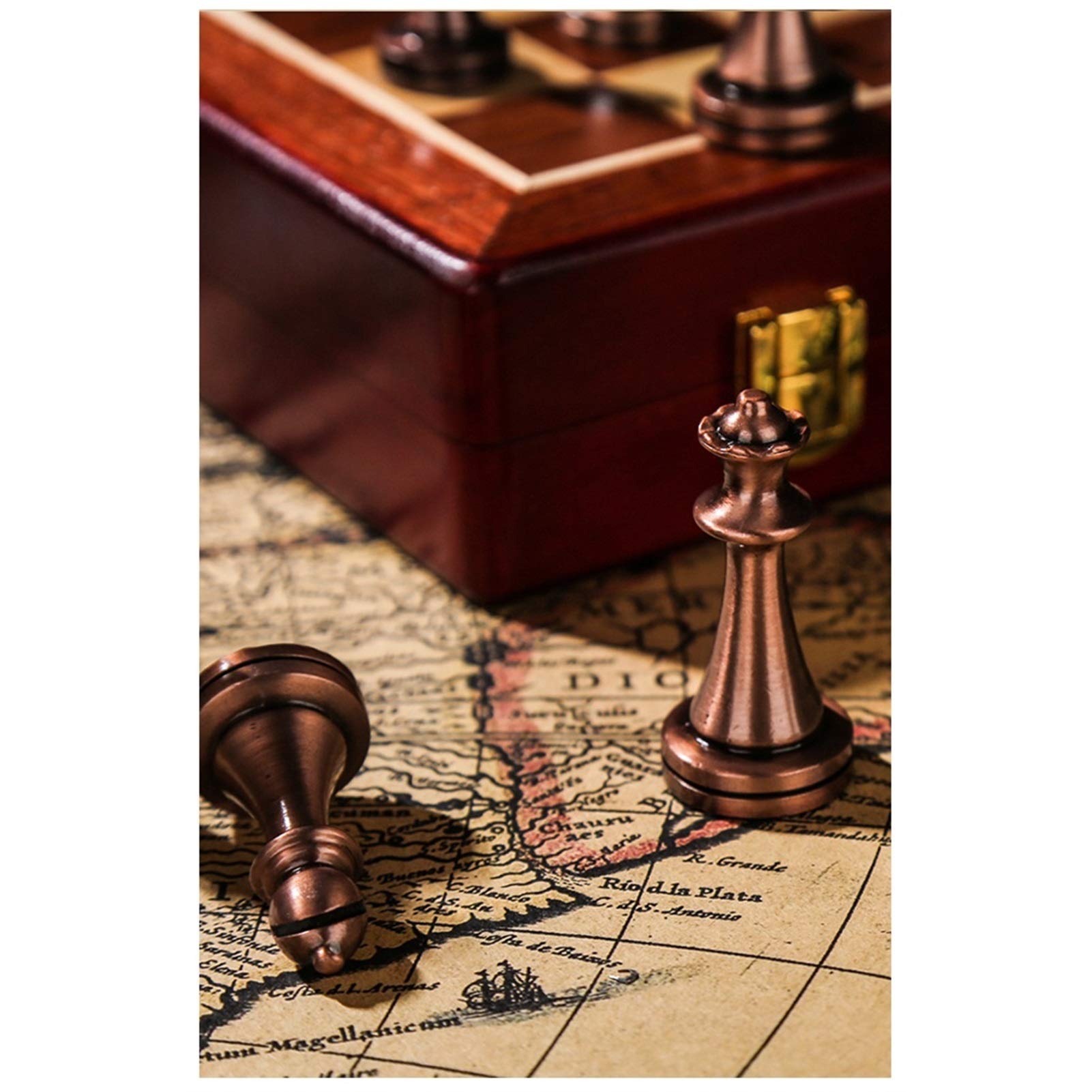 21in Unique Chess Sets and Boards, 2 in 1 Folding Wooden Chess Set for