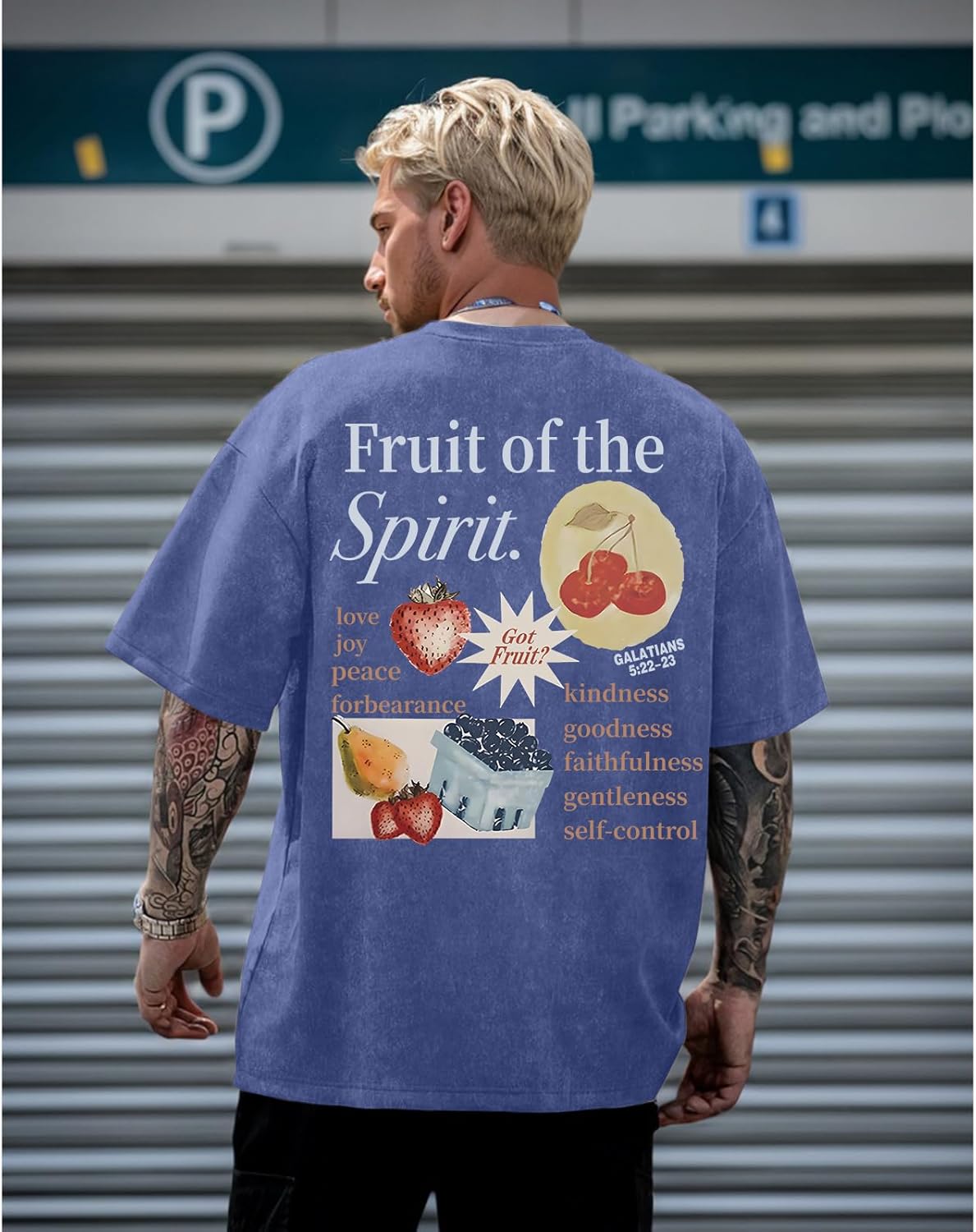 Christian Fruit of The Spirit Shirt for Men Jesus Religious Shirts Oversized Graphic Tees Acid Wash God T-Shirt Tops - Image 5