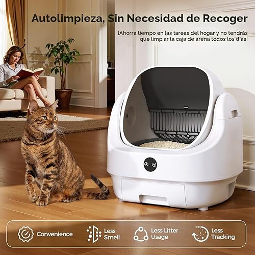 Open Top Automatic Litter Box — side view showing full product dimensions