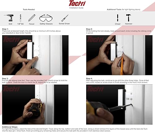 Miniatura 3 de Cerradura de puerta de refuerzo de seguridad para el hogar  Cerradura de puerta a prueba de niños  Tope completo de 3.0in con agarre de goma  Nuevo