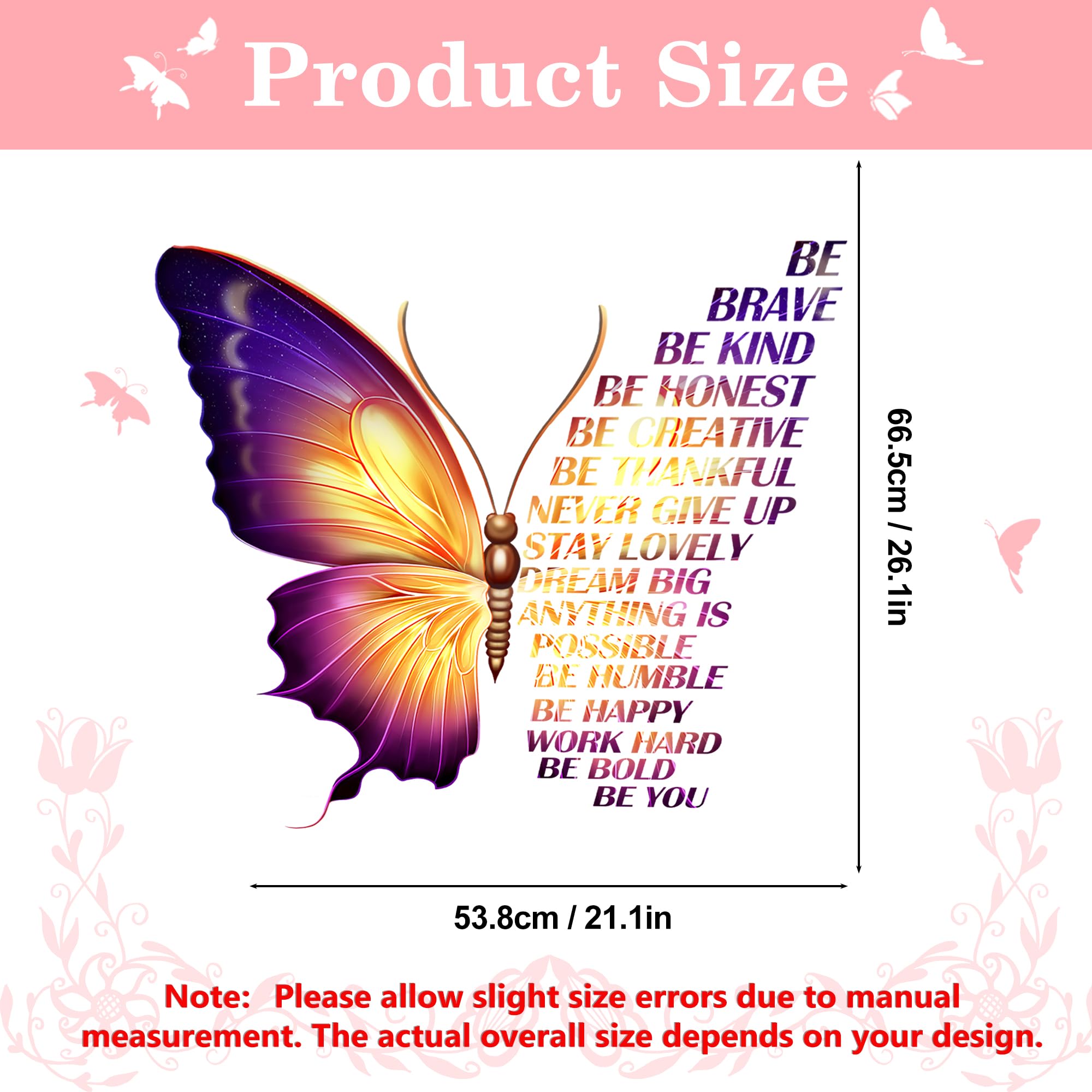 Large Colorful Inspirational Quotes Wall Art Stickers Motivational Phrase Positive Saying Wall Art Quotes Vinyl Butterfly Wall Stickers for Kids Girls Bedroom Living Room Classroom Playroom Wall Decor - Image 2