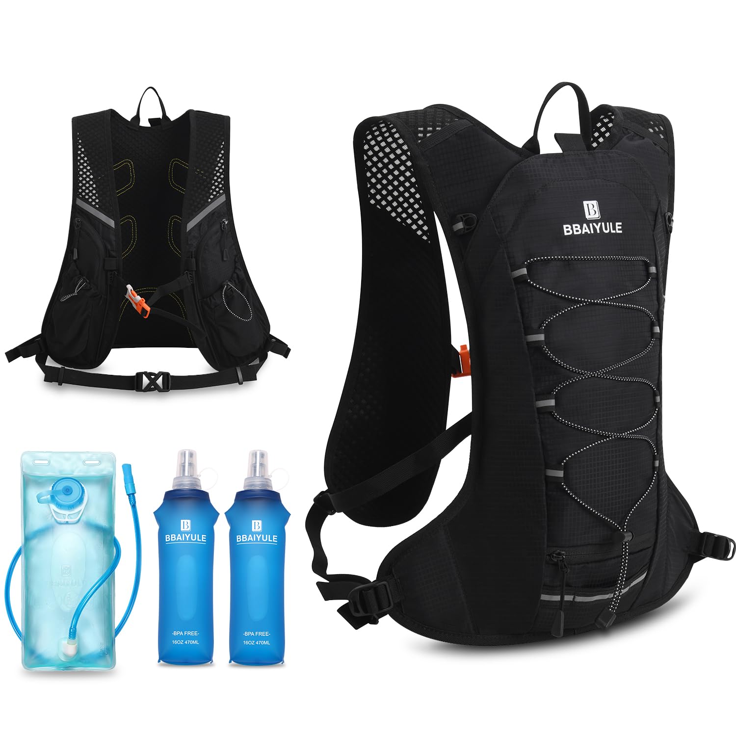 Sac à dos avec poche d'hydratation 2L sans BPA | Sac à dos de course ultraléger | Sac à dos de vélo pour le ski, la course à pied, la randonnée et le vélo, réglable | Sac à dos avec système d'hydratation | Femmes Hommes