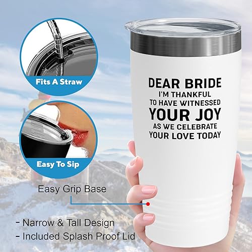 Miniatura 4 de Bride Gift from Officiant Tumbler 20oz White -Witnessed Joy - Bridal Shower Bride To Be Bachelorette Party Newlywed Wedding Officiant Brother