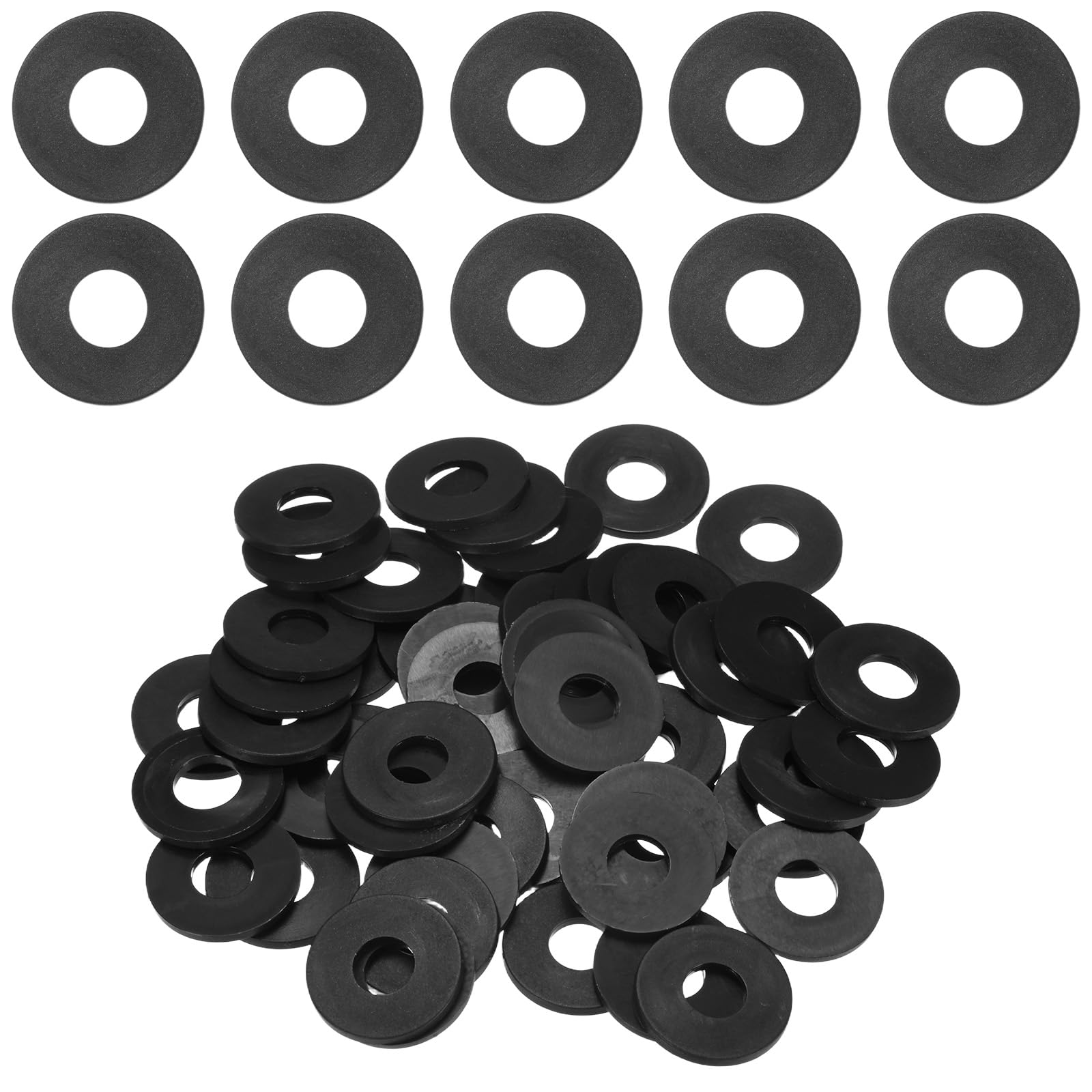 M METERXITY 60-Pack M10 Nylon Flat Washers 10mm ID 25mm OD 2mm Thick Round Plastic Plain Washer Fastener Sealing Spacer Gasket Ring for Household/Commercial [Black]