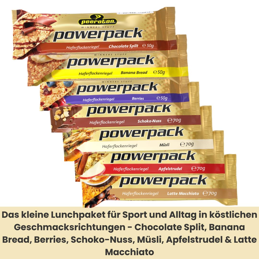 Peeroton Powerpack Riegel Banana Bread - Energieriegel ohne Zucker - Protein Snack Mahlzeitenersatz mit langanhaltender Energieverfügbarkeit - der Haferriegel, der sättigt und stärkt - 18 x 50 g