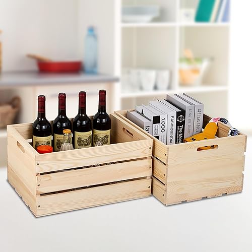 Miniatura 3 de Cajas de madera de pino extra grandes para almacenamiento, cajas de almacenamiento de discos de vinilo, las cajas de almacenamiento están hechas de