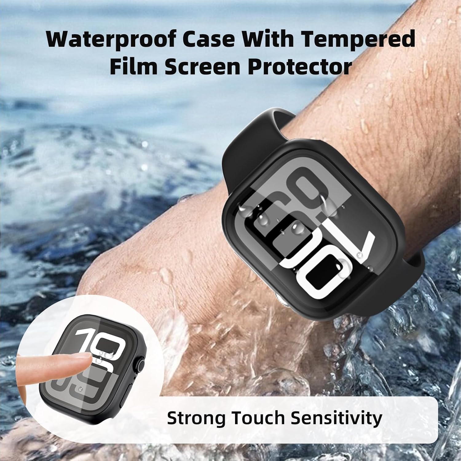 YIJDACASE 2 Pack Waterproof Case for Apple Watch Series 11/10 46mm, Built-in Tempered Glass Screen Protector, 2 in 1 Face Cover Bumper Protective for iWatch, Matte Black