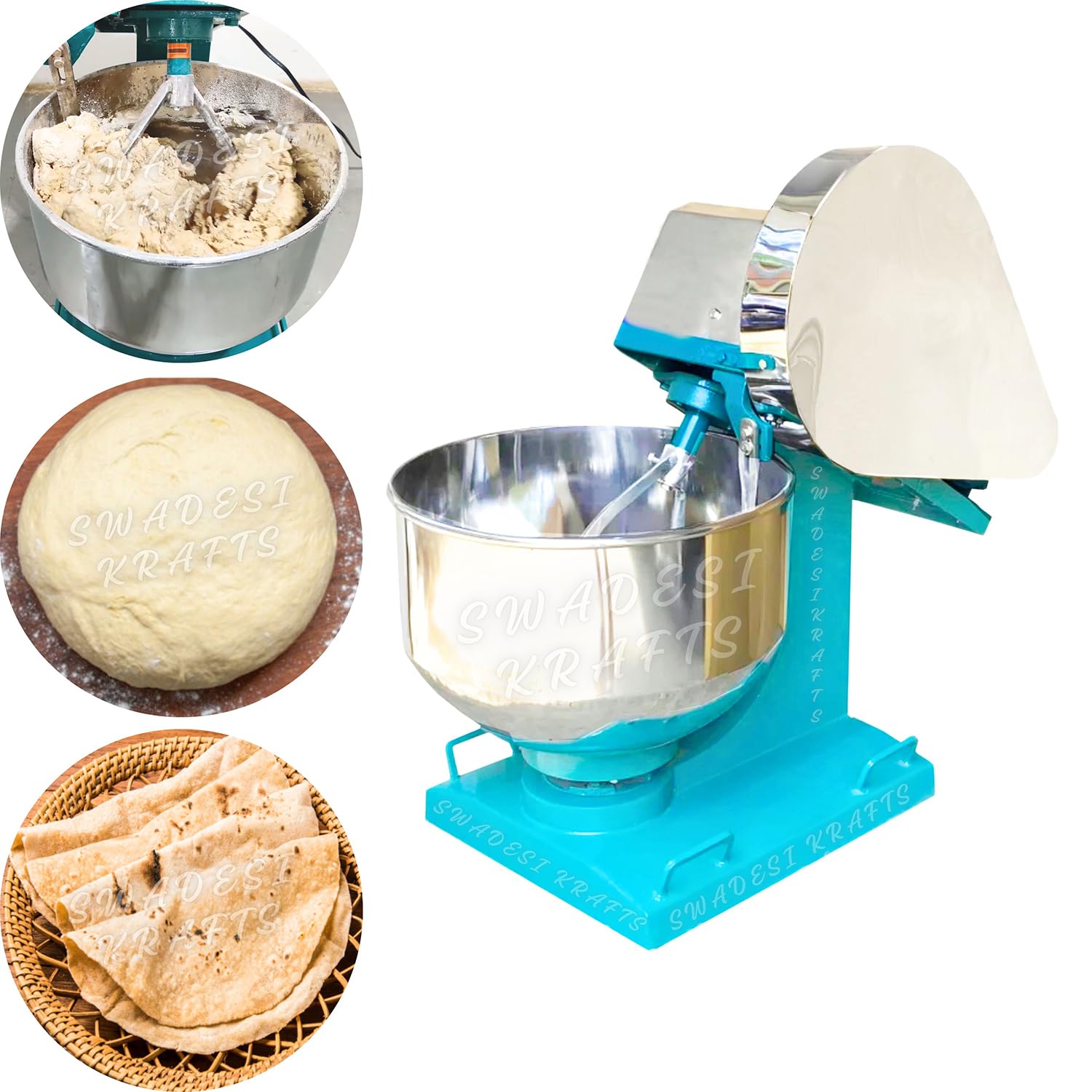 10kg Dough Kneader Machine Electric with 1hp Motor | Stainless Steel Atta Maker Machine Bowl (1.5mm) Suitable for Besan Atta, Maida, Other Besan Products A1-image-33