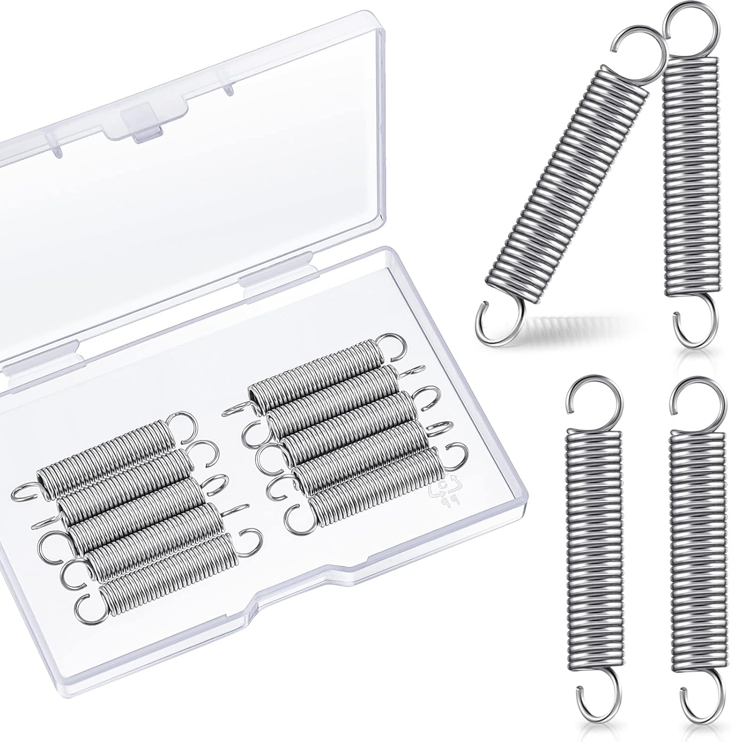 Dunzy 10-Pack SP 9600 Stainless Steel Extension Springs 1/4" x 1-1/2" 0.035" Wire - Durable for Tools, Appliances & Automotive