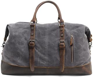 Canvas Duffle Bag for Travel, Overnight Weekend Carry On Gym Duffel, Large Luggage Bag for Men