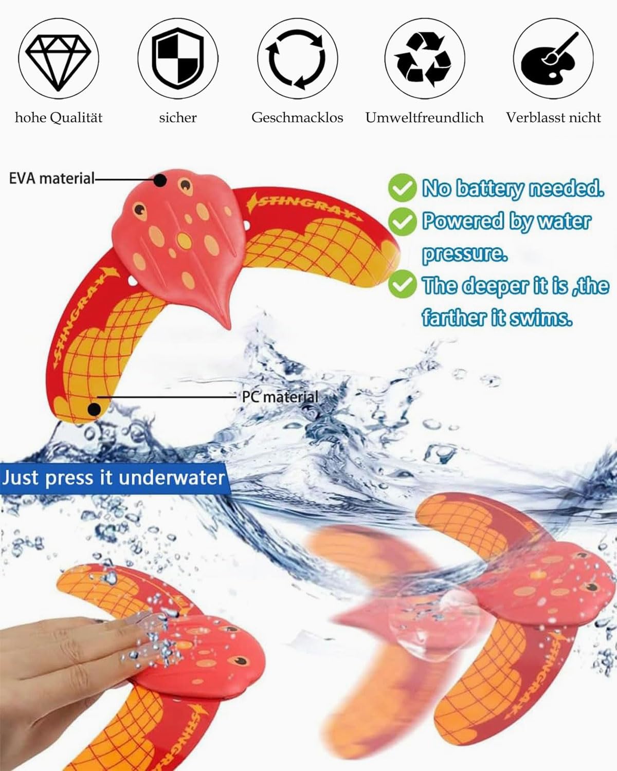 Lot de 5 jouets de bain en forme de poisson de mer pour tout-petits