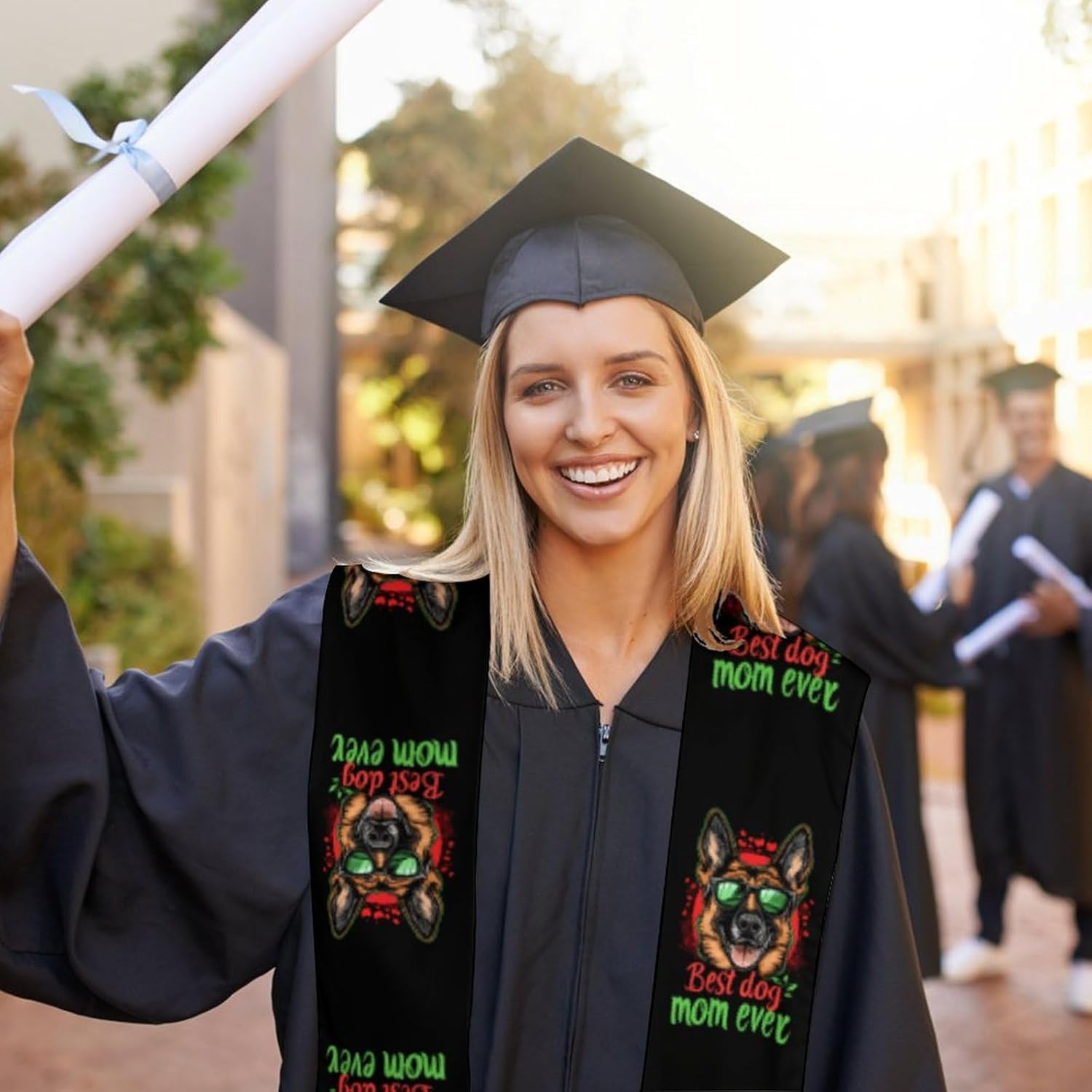 Best Dog Mom Ever Unisex Novelty Scarves 72" * 6" Graduation Stole Personalized Honor Sash for Adult College Grads
