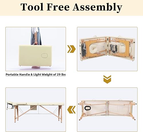 Miniatura 9 de civama Mesa de masaje portátil, 29 libras, peso ligero, plegable, cuidado facial, spa, cama de pestañas, marco de aluminio con bolsa de transporte