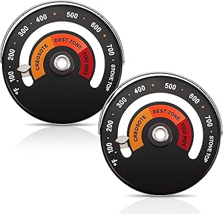 Frienda Wood Stove Thermometer Magnetic, Oven Temperature Meter Stove for Avoiding Chimney Pipe Damaged by Overheat(2 Pieces)