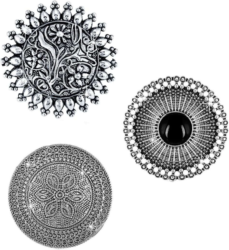 YELLOW CHIMES3 PCS Combo Artistic Crafted Silver Oxidized Traditional Rings for Women (Rings Set Combo-6)