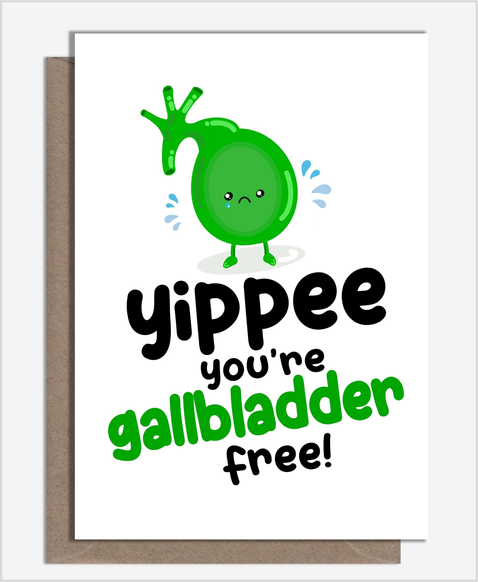 Rude & Funny Handmade Gallbladder Removal Card For Get Well Soon From Gallstone Surgery And Operation By What the Duck Cards - GALL (Card Only)