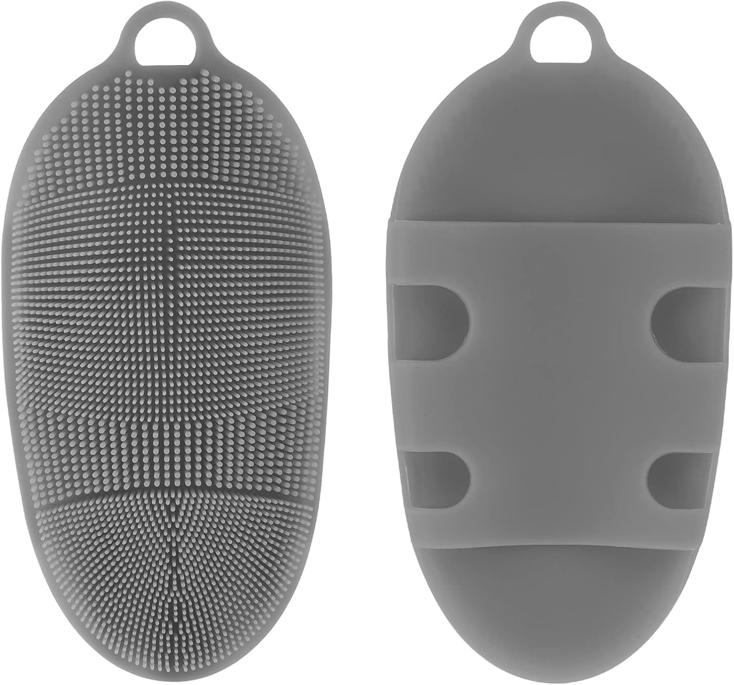 INNERNEED Food-Grade Silicone Body Scrubber Soft Shower Cleansing Brush Bath Exfoliating Skin Massage Tool, for Sensitive and All Kinds of Skin (Gray)