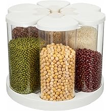 6 Grids Rotating Cereal Dispenser Countertop, 7 lbs Rice Dispenser | 360 Rotating Grain Dispenser for Pantry Kitchen, Small Cereal Storage Container Food Storage Container for Oats, Flour, Bean