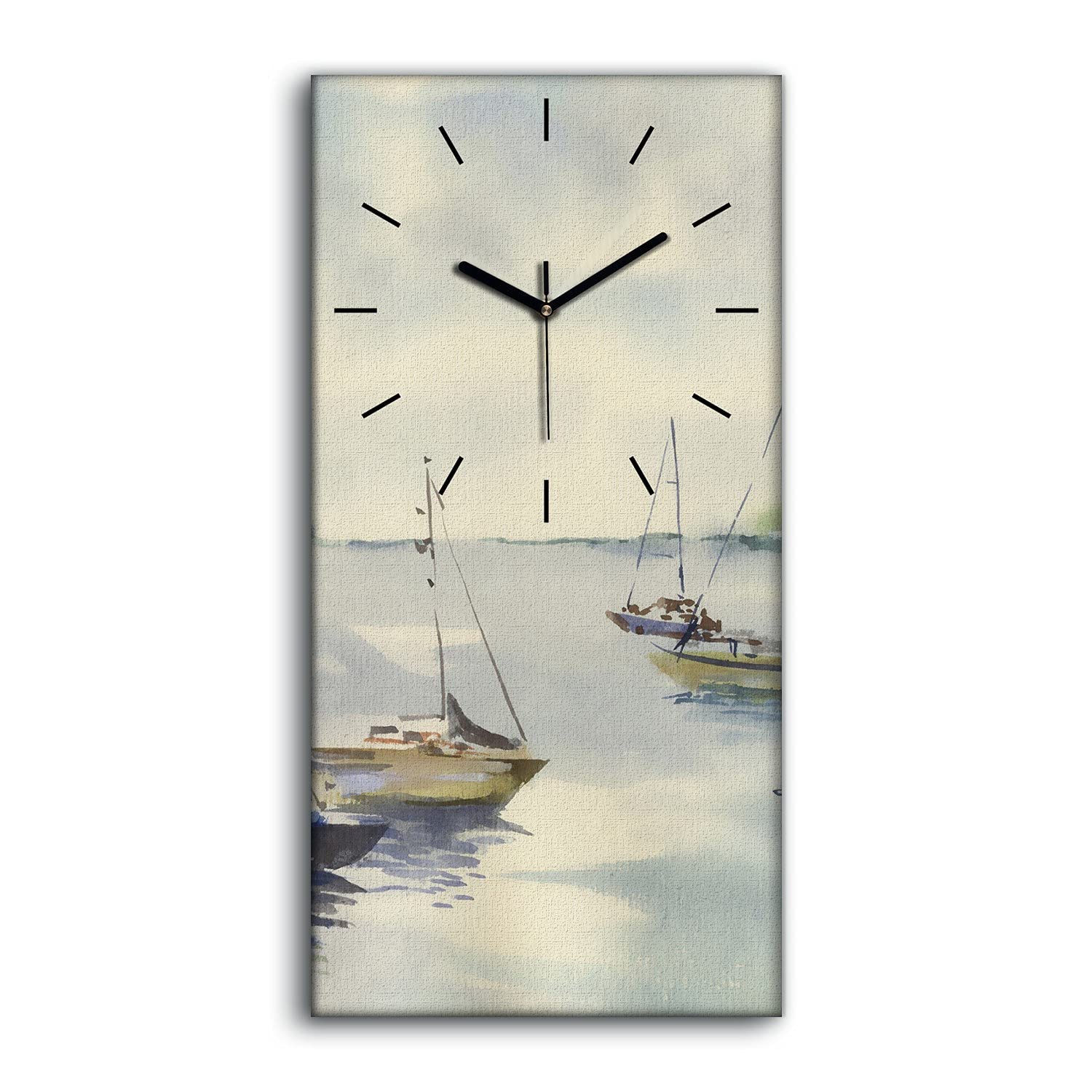 Horloge sur Toile Décoration Salon et Chambre Motif Évasion Marine 30x60cm