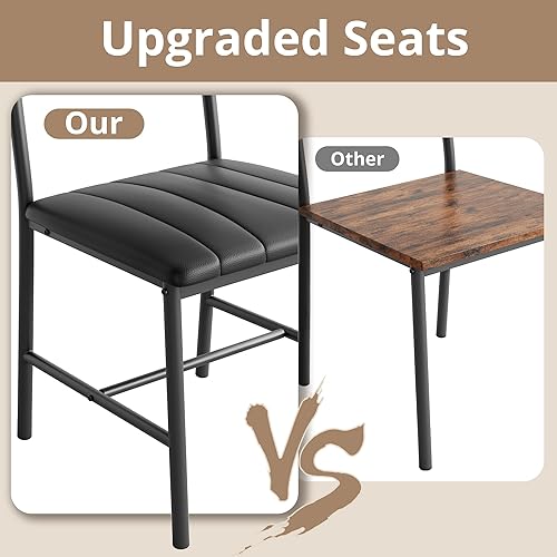 Miniatura 5 de IRONCK Juego de mesa de comedor para 4, mesa de cocina con banco tapizado y 2 sillas, juego de mesa de cocina y sillas para espacio pequeño, Marrón