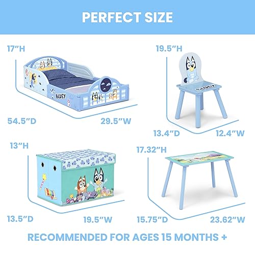 Miniatura 6 de Delta Children - Juego Bluey de 4 piezas para habitación en una caja para niños pequeños  Incluye cama para dormir y jugar, mesa, 1 silla y caja de