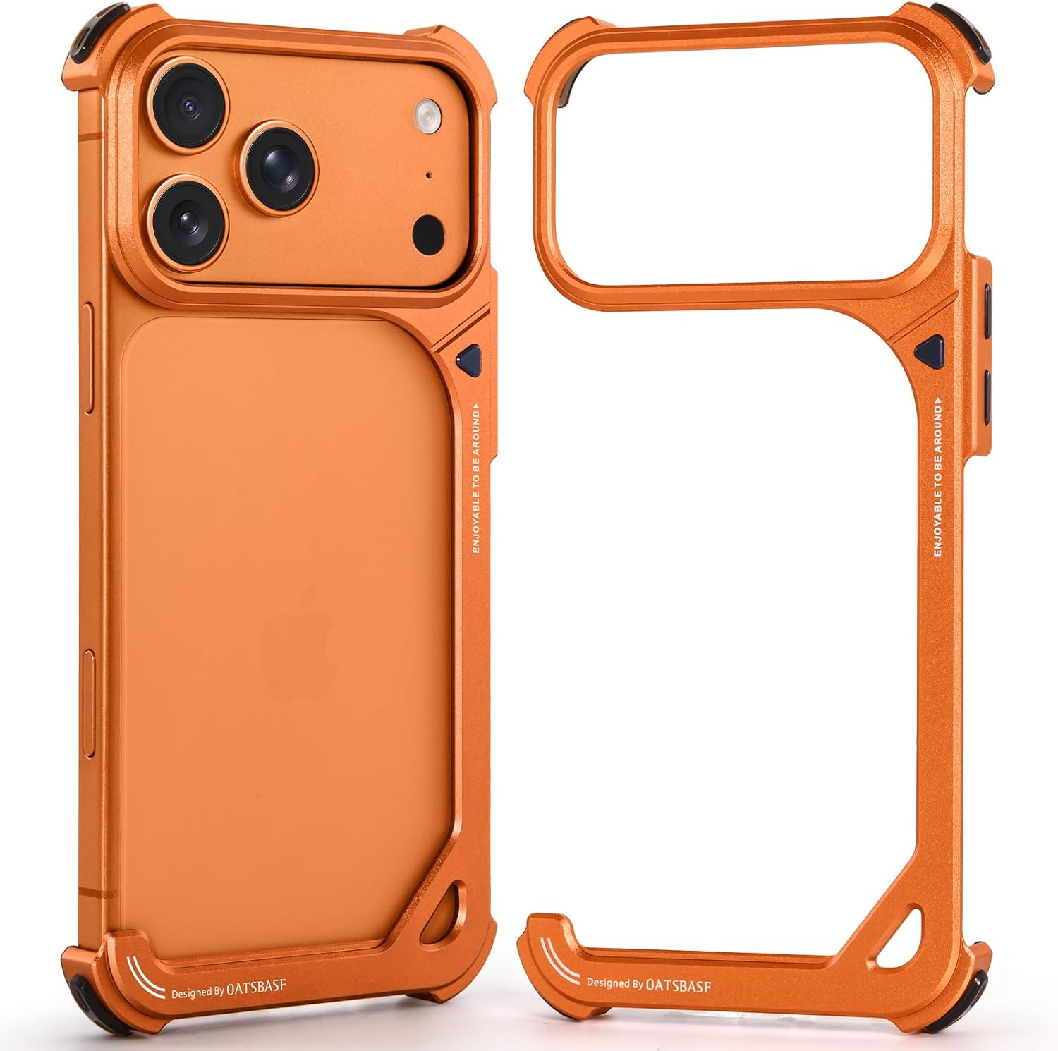 OGRANEE 9 Shape Bumper Case for iPhone 17 Pro Max - Slim Aluminum Metal Frame, Compatible with MagSafe, Frameless Minimalist Protective Cover, Lightweight Shockproof Premium Accessories, Cosmic Orange