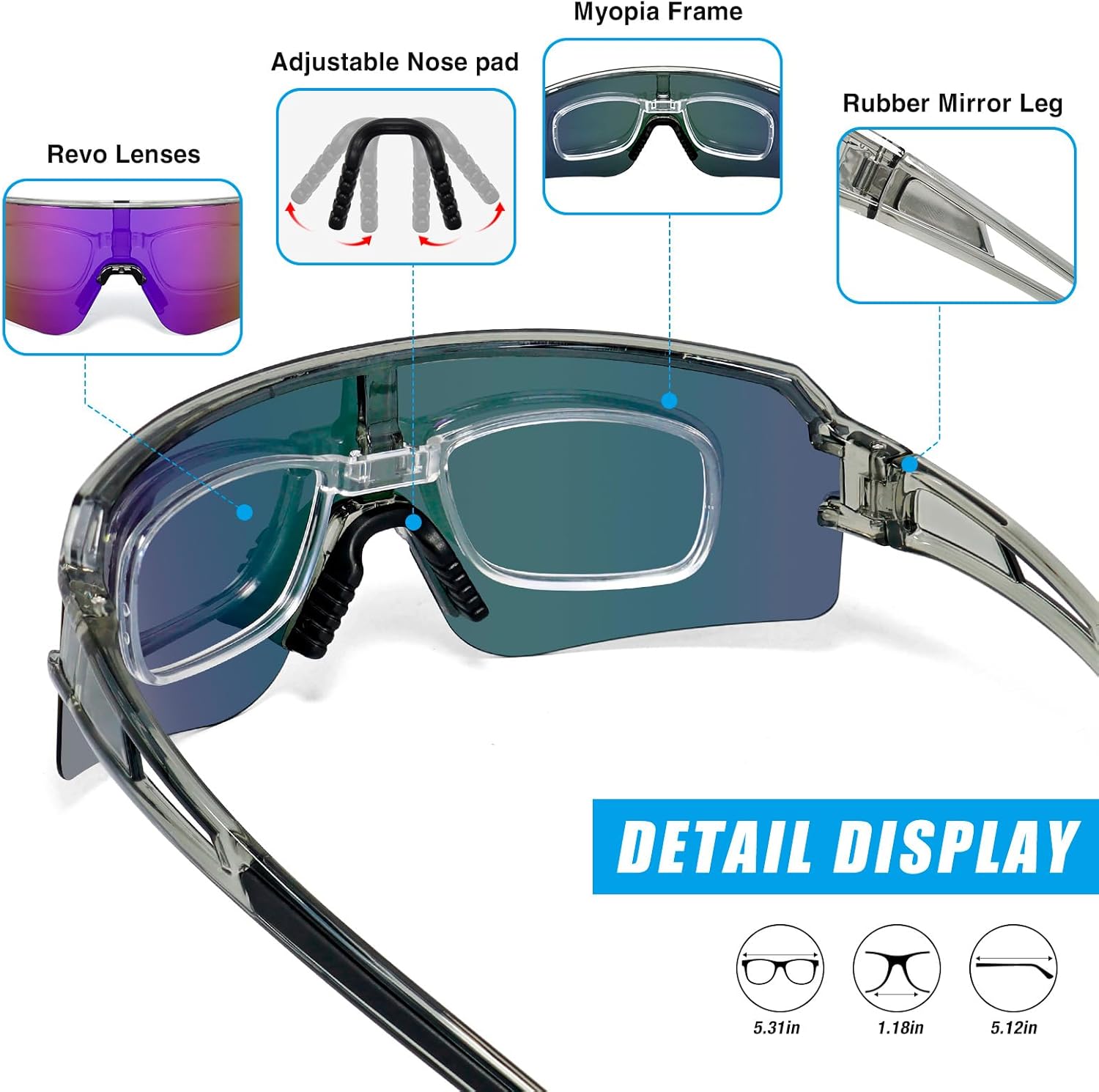 Cycling Sunglasses Polarized Baseball Glasses for Men Women, UV400 Sports Sunglasses Softball Running Biking MTB - Image 4