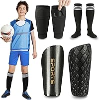MEIXINZHI Soccer Shin Guards for Kids Adults: Toddler Shin Pads Set with Sleeves & Long Socks, Ages 2-16 Boys Girls Youth Men, Lightweight Protection