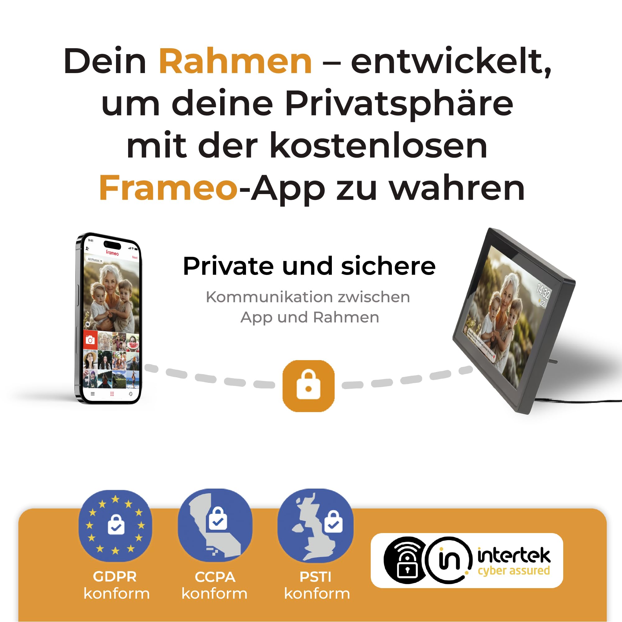 Denver PFF1021 Digitaler Bilderrahmen WiFi 10.1 Zoll, Elektronischer Bilderrahmen 16GB mit FRAMEO App, IPS Touchscreen, Auto-Rotate, Micro SD Slot, Schwarz | Bilder per Handy, SD-Karte