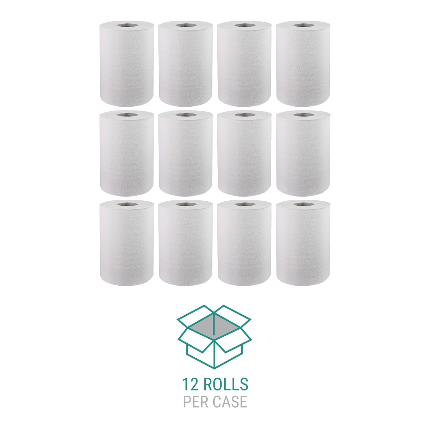 Windsoft Commercial Paper Towels, Recycled Hardwound Roll Hand Towels, 12-Pack, 8" x 350ft per Roll, White, Hardwound Towel Dispensers Refill