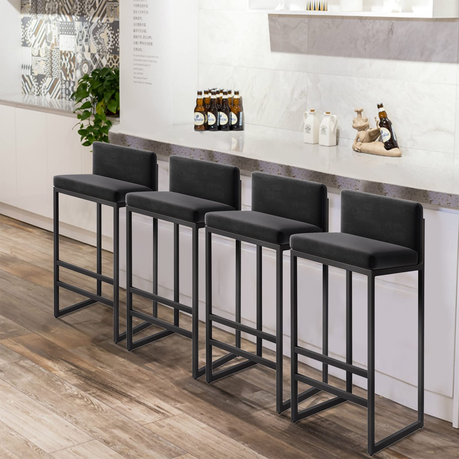 カウンターハイトバースツール1個セット、ローバックとフットレスト