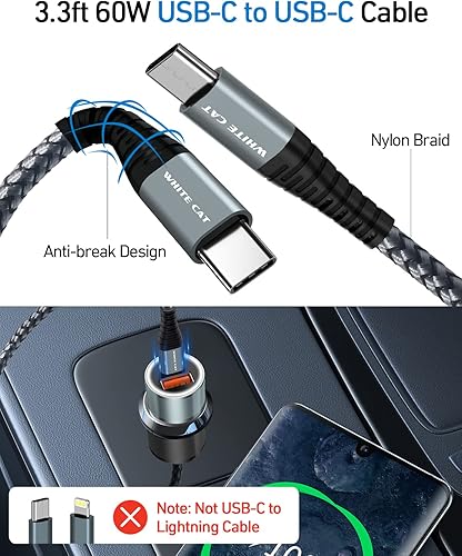 Miniatura 7 de Cargador de coche, cargador de coche USB C para iPhone 15 Pro Max, adaptador de encendedor de cigarrillos de carga rápida, cargador de coche súper