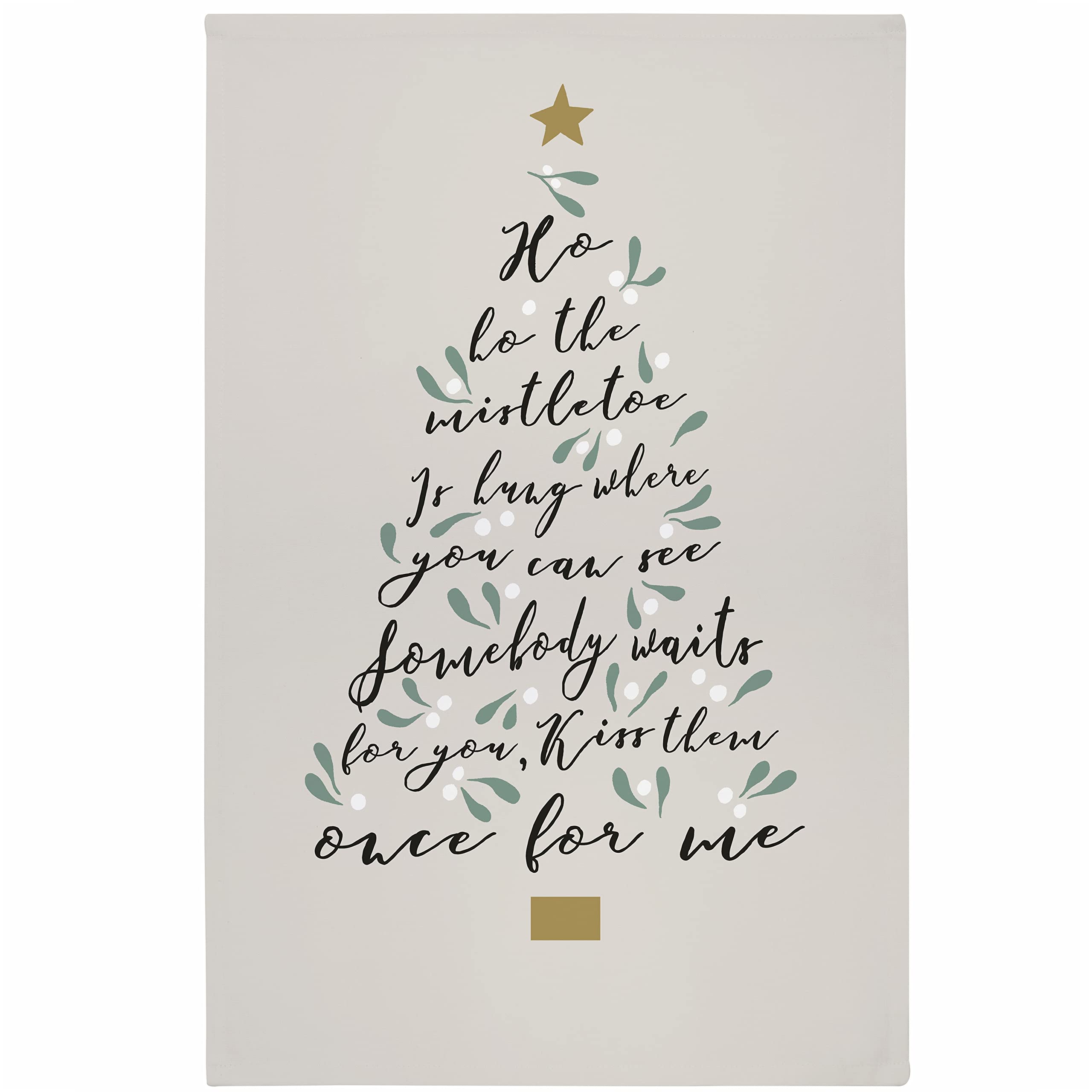 Ulster Weavers Multicolor Christmas Recycled Cotton Tea Towel Made In Northern Ireland, Uk - Multicoloured - Ho Ho Mistletoe