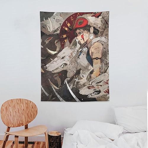 Miniatura 6 de Tapiz de película de anime de princesa Mononoke (4) tapiz decorativo para dormitorio, moderno, hogar, obras de arte, tapices de 30 x 40 pulgadas